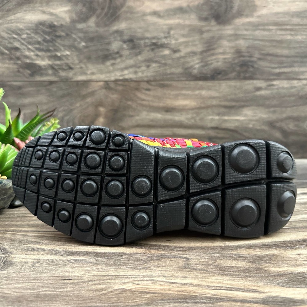 ❌SOLD❌NIB Bernie Mev 39 8 Red Multi Open Toe Woven Stretchy Mary Jane Flats - Picture 8 of 11